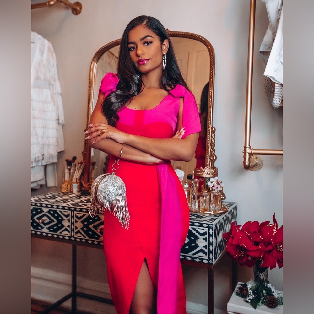Red & Pink Bow Skirt Set